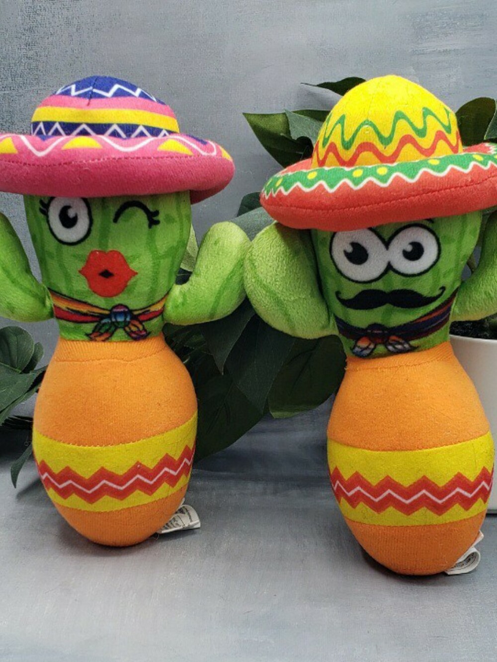 2 Adorable Plush toy NANCO Cactus, Colorful, Sombrero,Soft Plush Bandit Cactus,